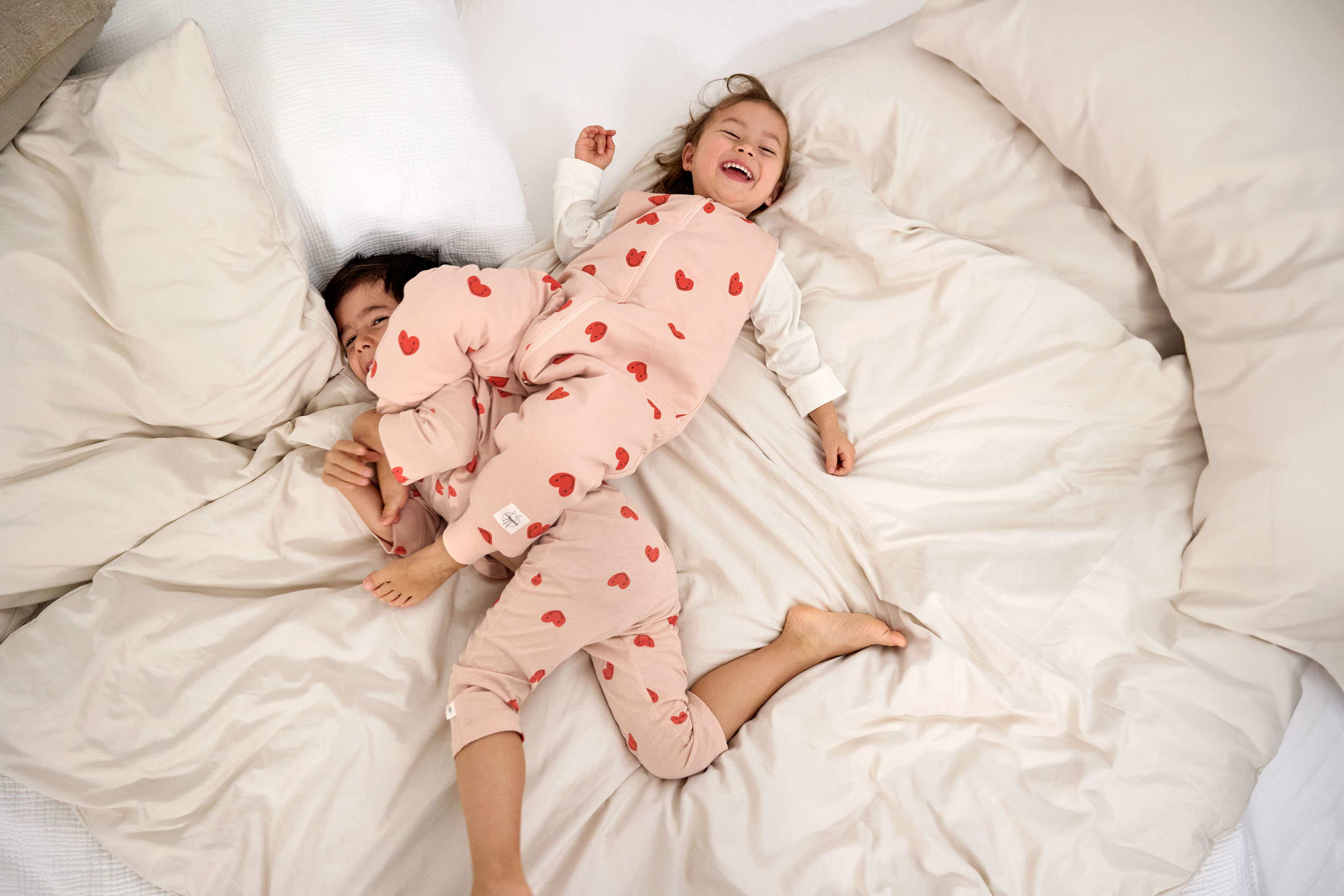 Kinder Pyjama Kurz - Bio Baumwolle, Herzen Rosa