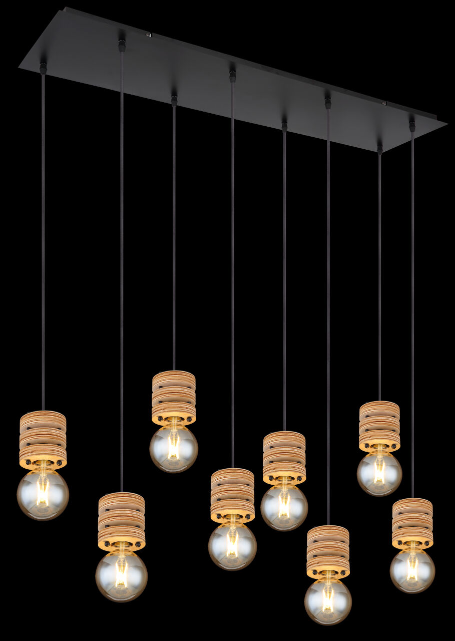 Globo Lighting - ANGELINE - Hängeleuchte Metall schwarz matt, 8x E27