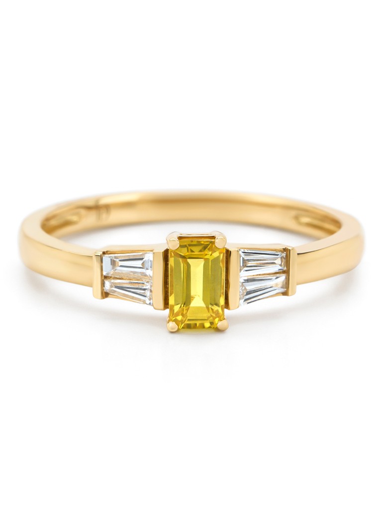 Diamond Point Yellow gold ring, 0.37 ct yellow sapphire, Eden