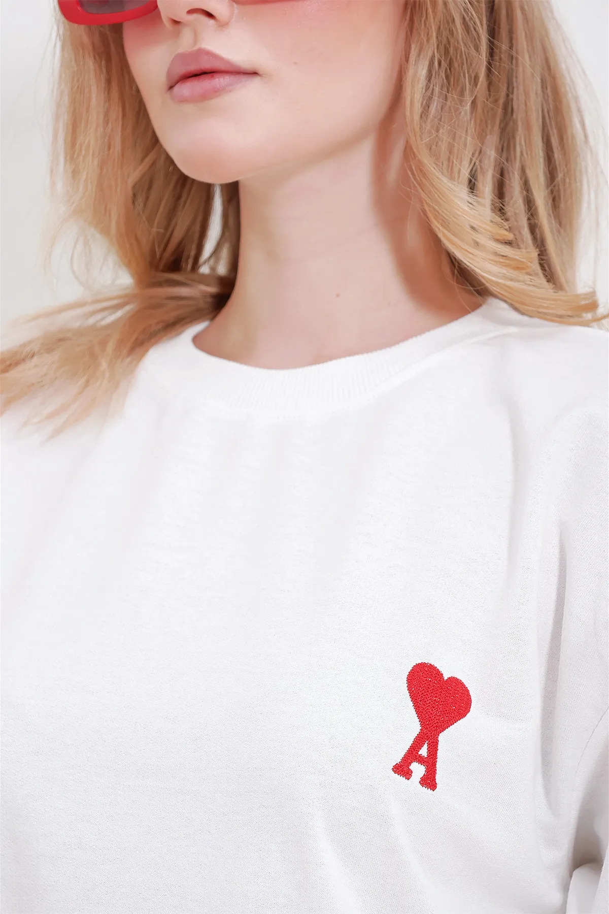 Trend Alaçatı Stili  T-Shirt - Weiß - Oversized