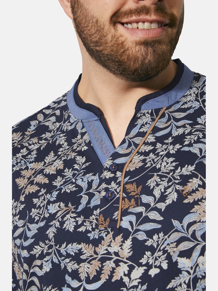 Charles Colby T-Shirt EARL QUINCELYN in dunkelblau gemustert günstig kaufen