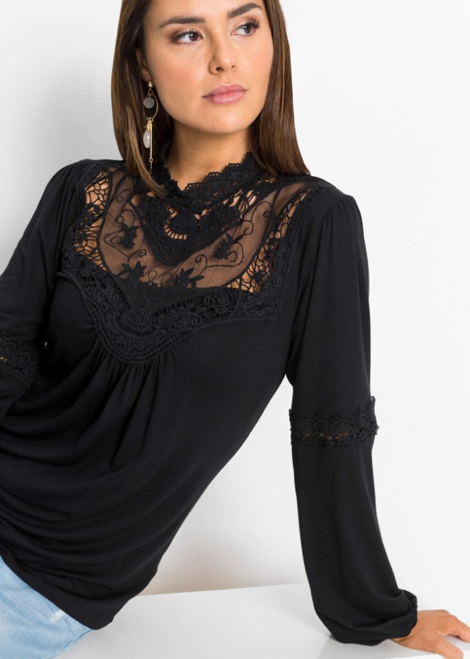 Langarmshirt mit Spitze