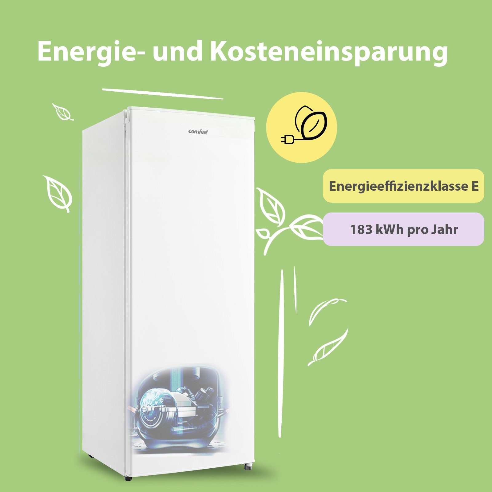 comfee Gefrierschrank RCU160WH2(E), 142 cm hoch, 55 cm breit