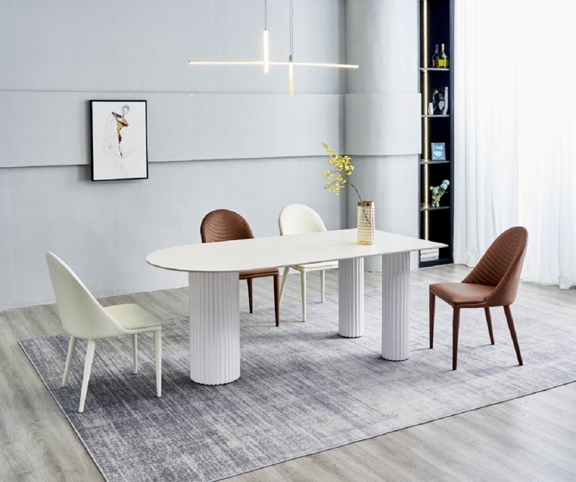 JVmoebel Esszimmer-Set Luxus Esszimmer Möbel Esstisch 4x Weiße Braune Stühle Set, (5-St., Esstisch + 4x Stühle), Made in Europa