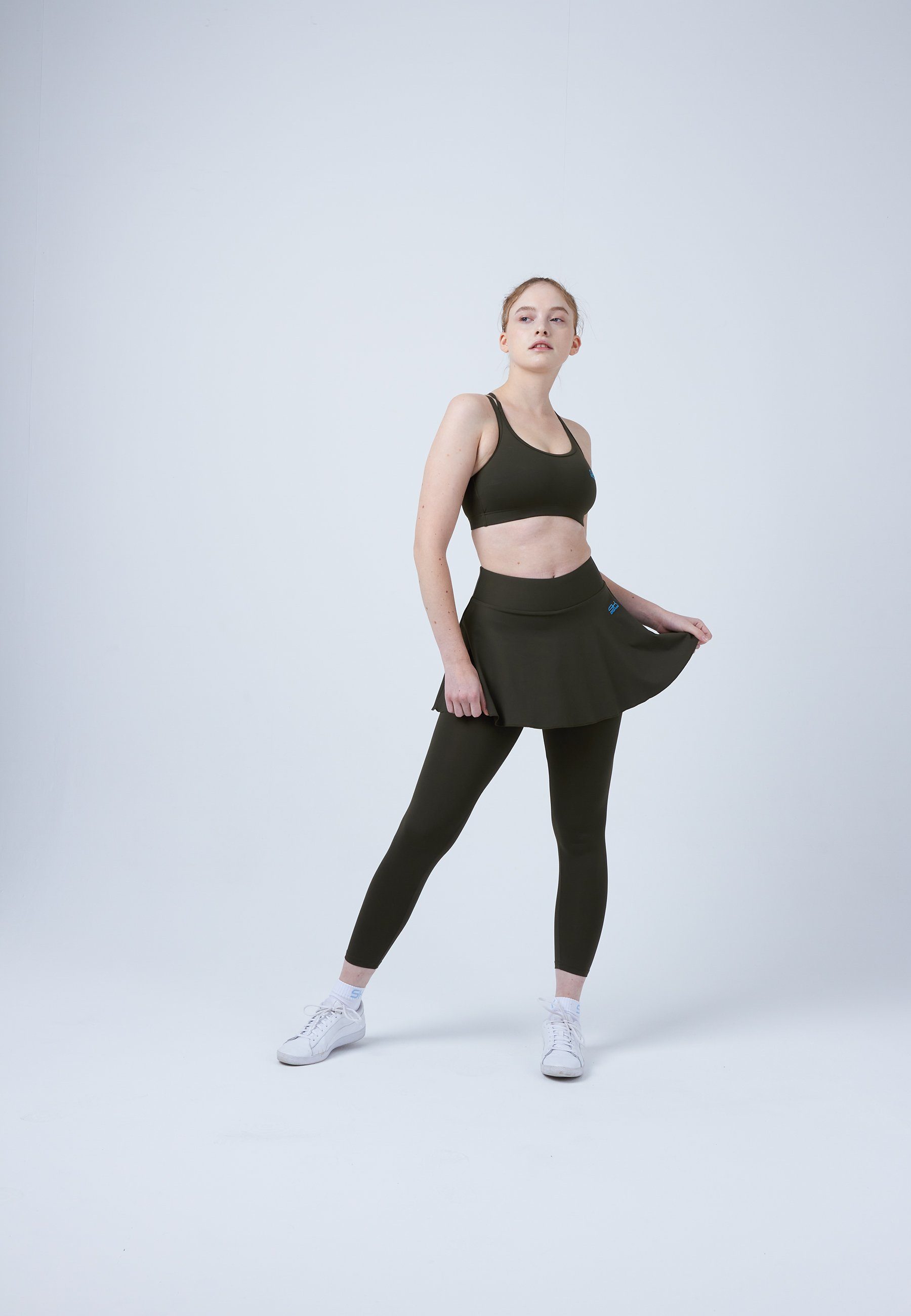 SPORTKIND Tennisrock Advantage 2-in-1 Tennis Skapri Rock mit Leggings Mädchen & Damen khaki