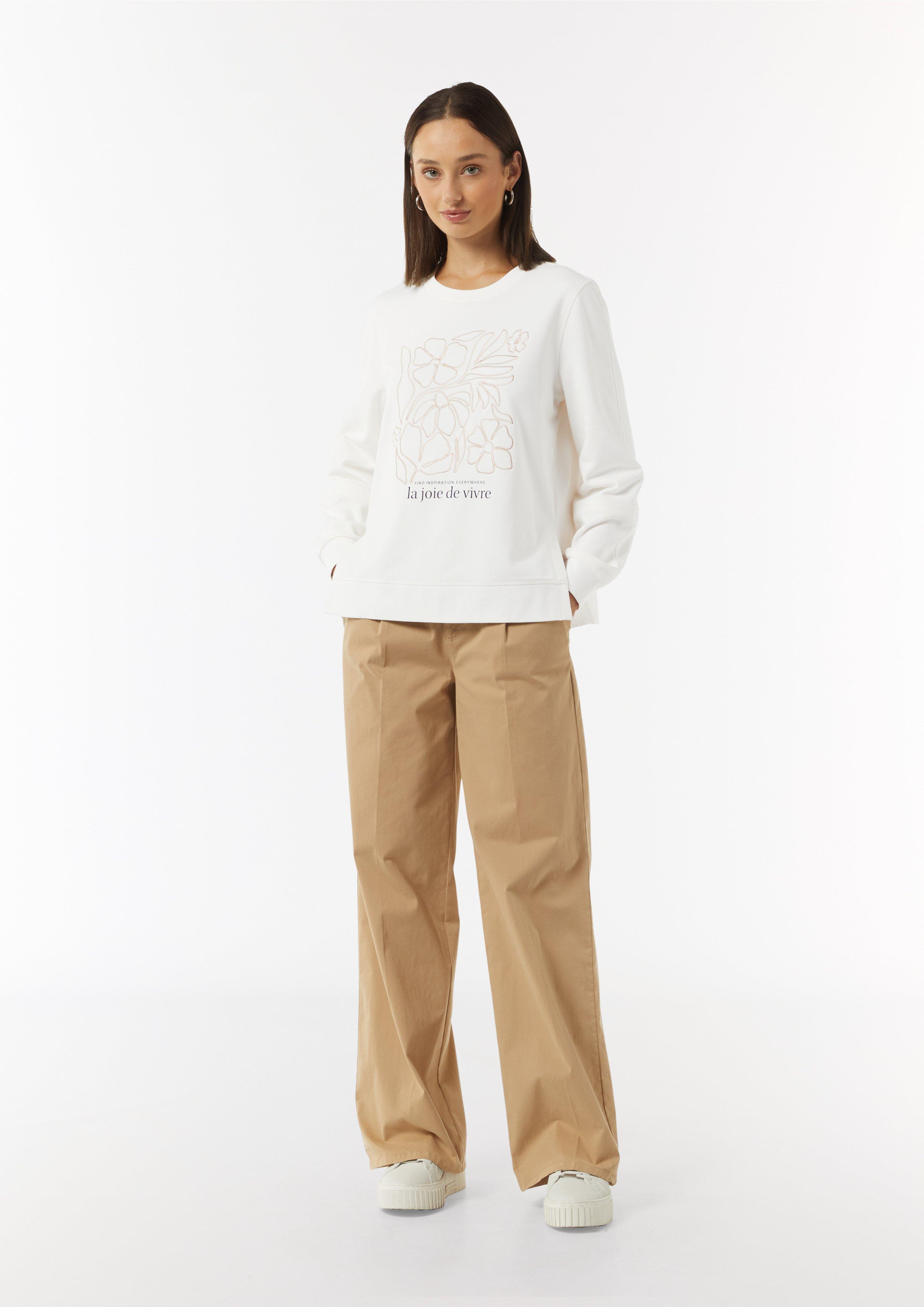 Sweatshirt mit Artwork und seitlichen Schlitzen - weiß