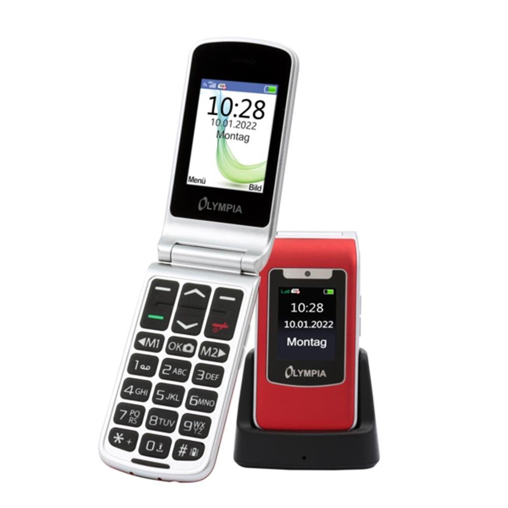 OLYMPIA OFFICE Style Duo 4G Klapphandy (inklusive Dockingstation, Rentnerhandy mit Bluetooth, rot)