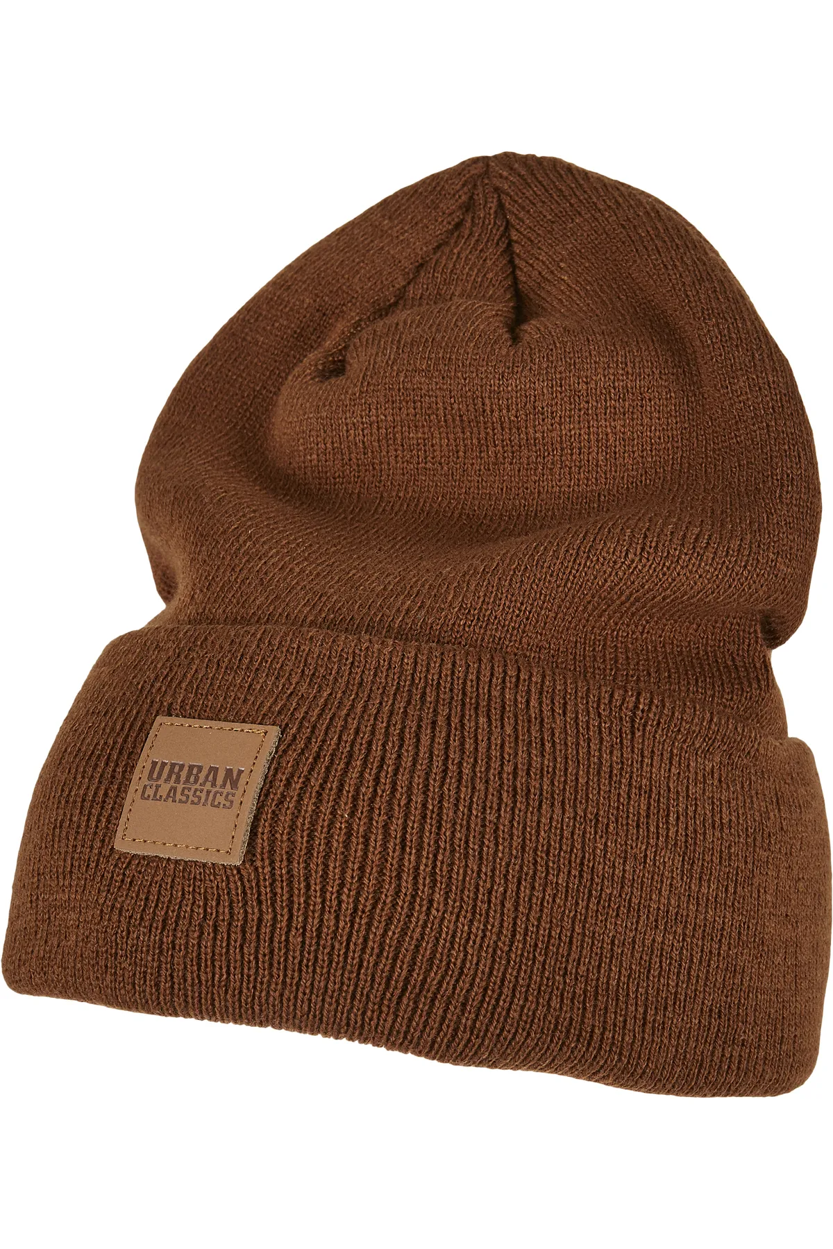 Urban Classics  Unisex Lange Beanie mit Kunstlederpatch