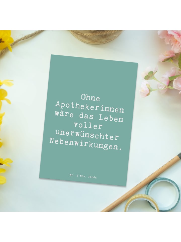 Mr. & Mrs. Panda Postkarte Spruch Apothekerin Nebenwirkung mit S... in Meeresbrise günstig kaufen onesize