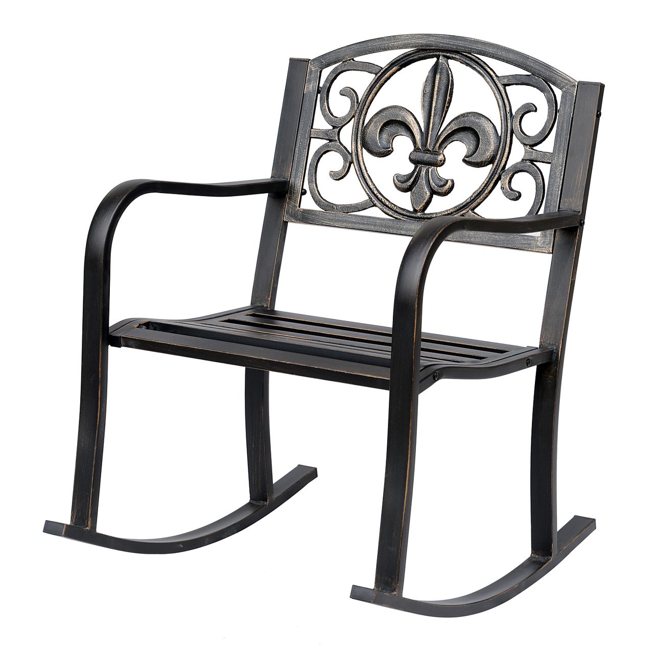Outsunny Schaukelstuhl, Metall Bronze