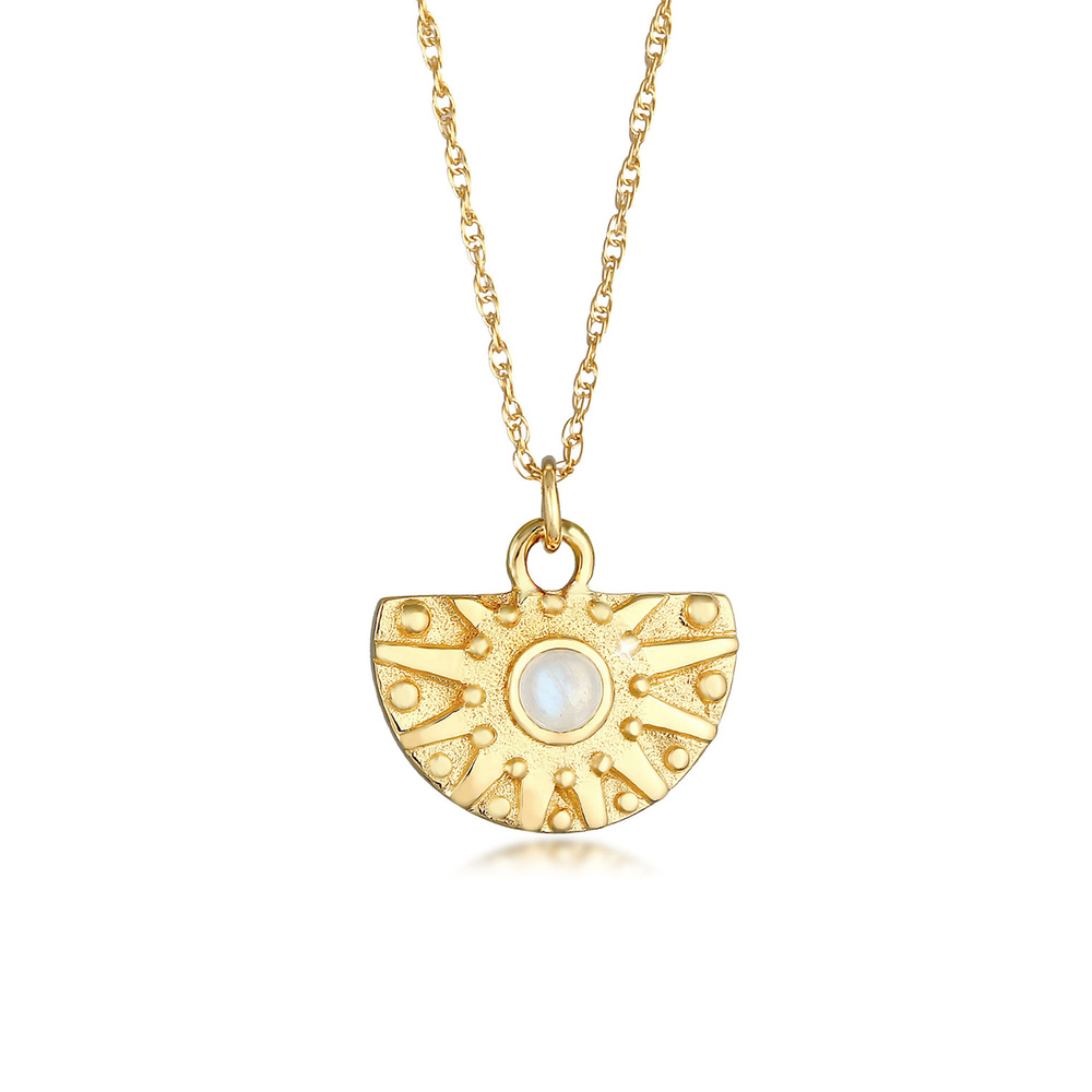 Elli PREMIUM Elli PREMIUM Collier Pendentif soleil pour femme pièce de monnaie tendance vintag collier