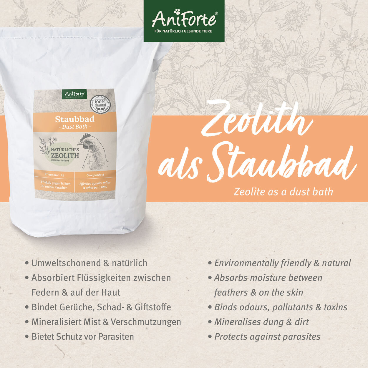 Aniforte Streu & Stroh Aniforte Staubbad für Hühner 10kg