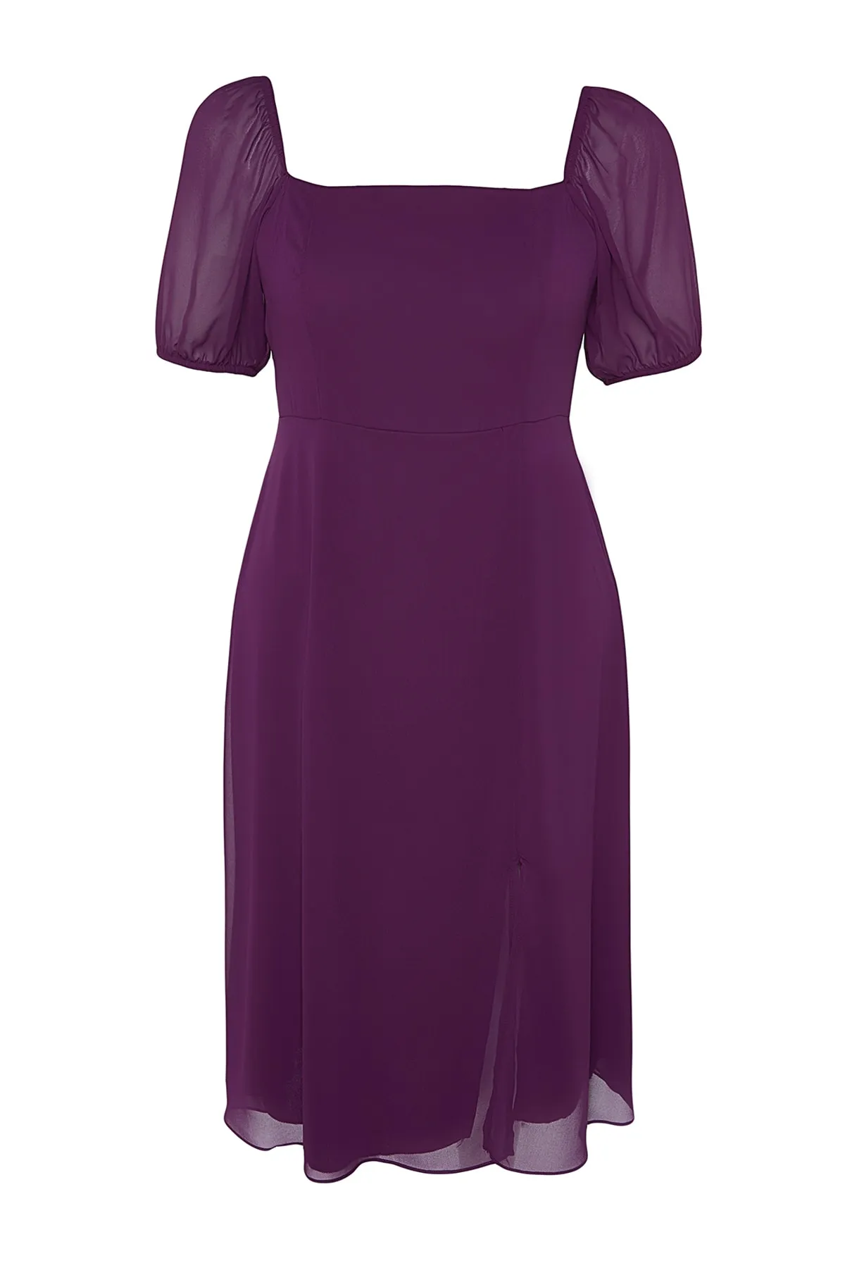 Trendyol Curve  Lila, schlichtes A-Linien-Midikleid aus Webstoff in Übergröße