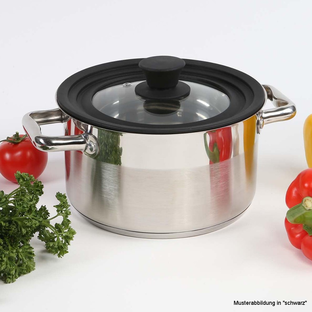Steuber Universal-Glasdeckel mit Silikonrand, Ø 24 - 28 cm - schwarz
