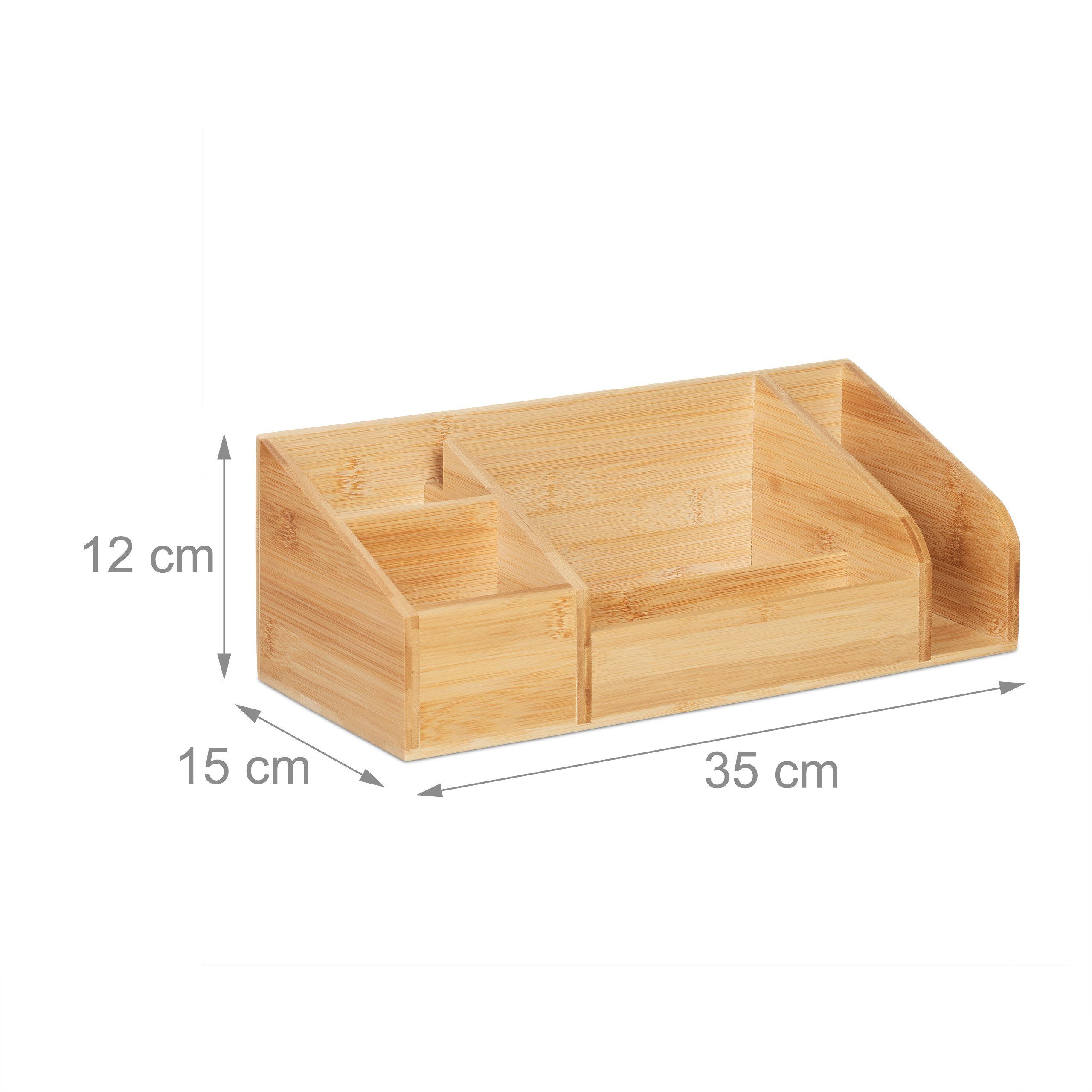 relaxdays Schreibtischaufsatz Schreibtisch Organizer aus Bambus