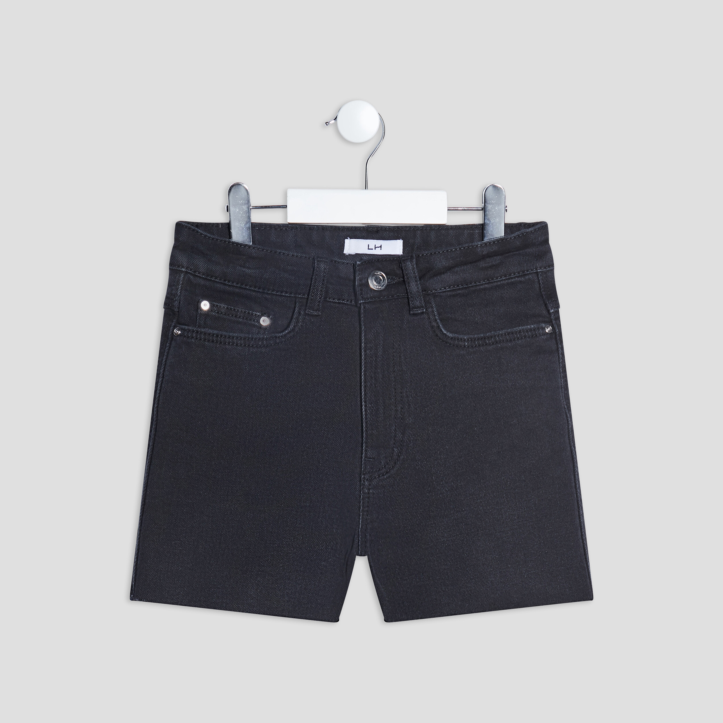 Short straight en jean taille ajustable denim noir femme | La Halle