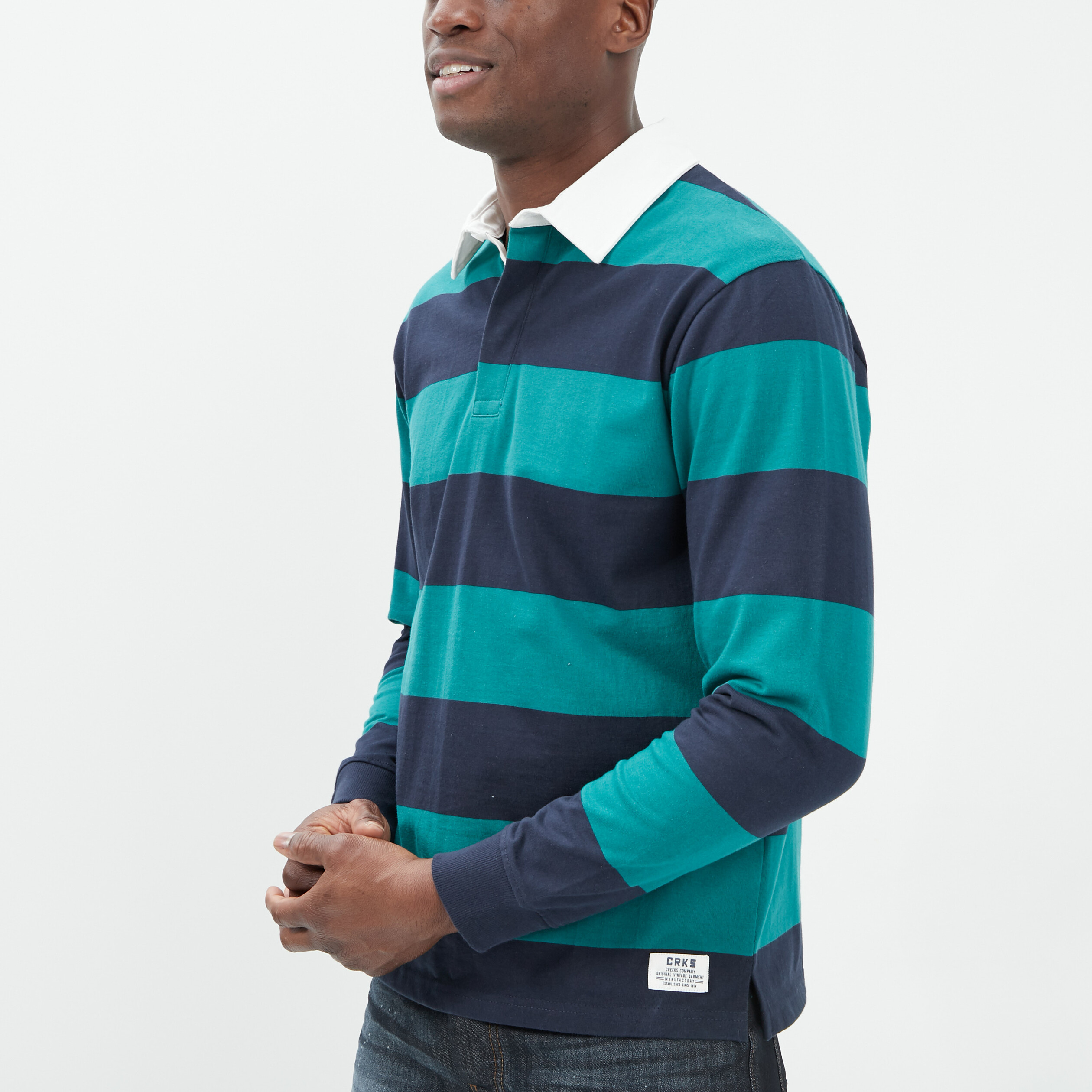 Polo manches longues vert menthe homme | La Halle