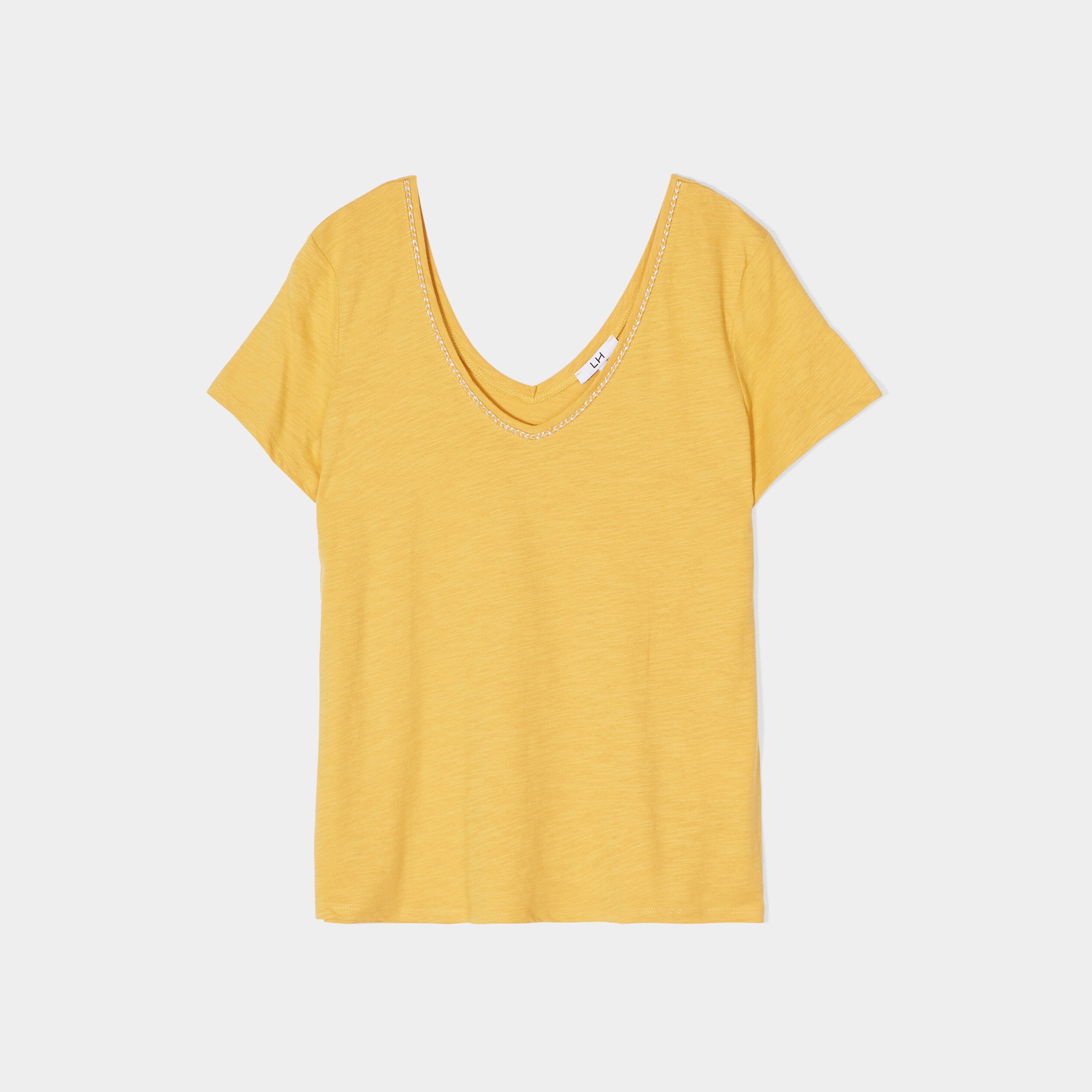 T-shirt à manches courtes jaune moutarde femme | La Halle