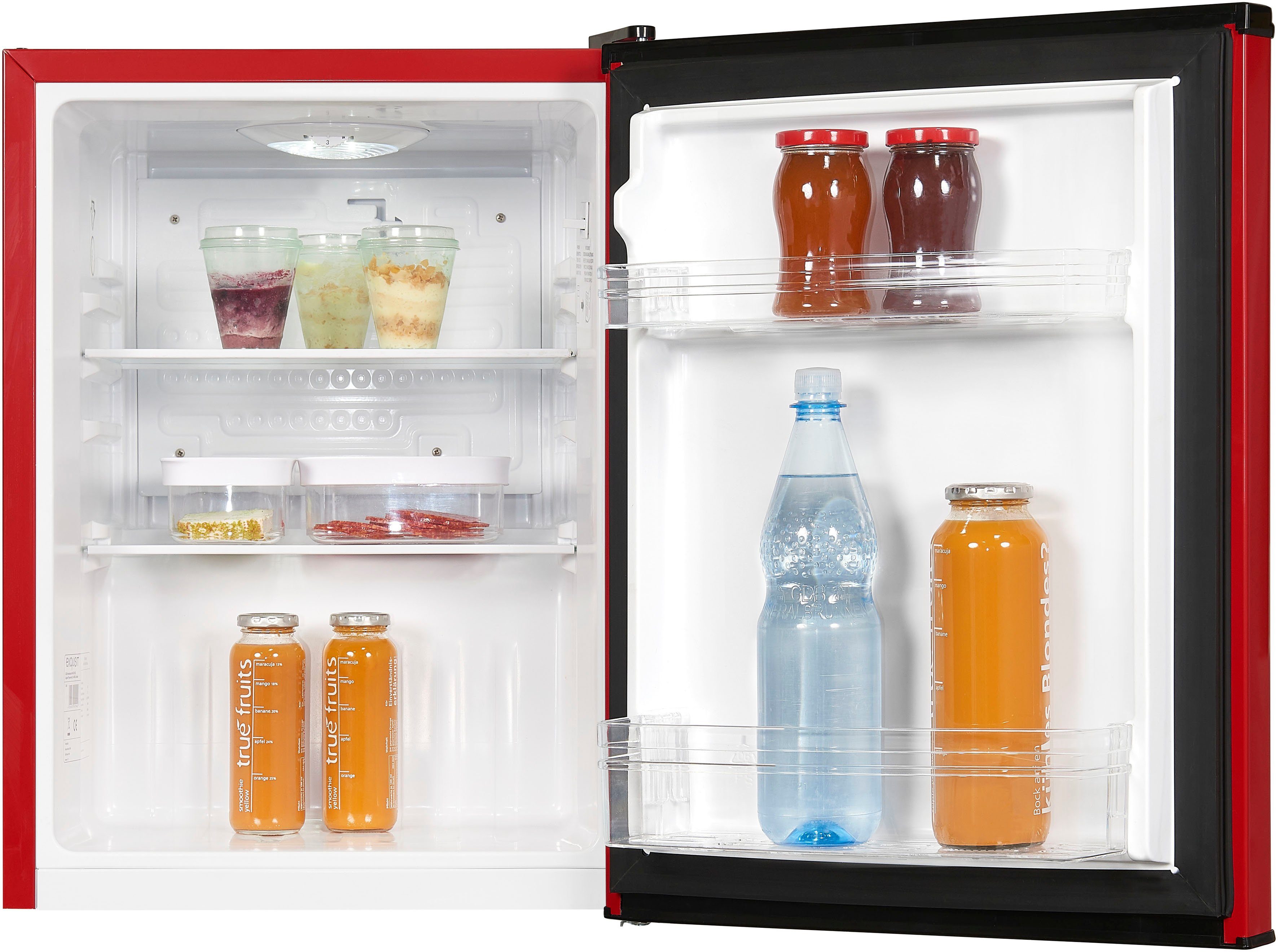 exquisit Kühlschrank KB60-V-090E rot, 62 cm hoch, 45 cm breit