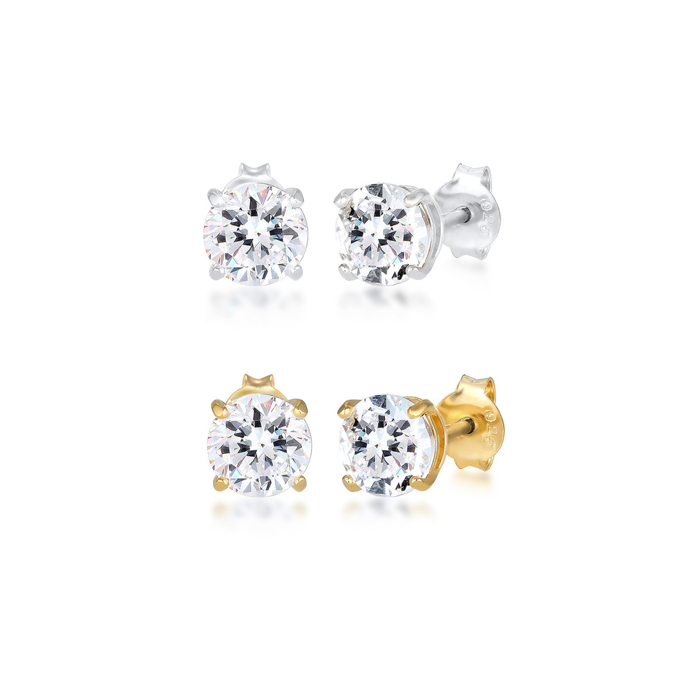 Elli Elli Boucles d'Oreilles Set avec des Cristaux Minimal Bi-Couleur Clous d'Oreille  Boucles d'oreilles