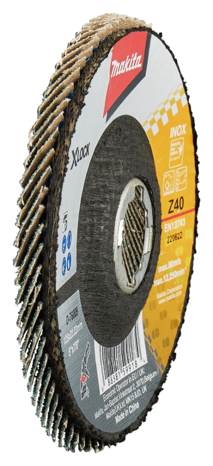 Disc de șlefuit lamelar Makita Accessories D-76009 X-LOCK 125 mm Z40