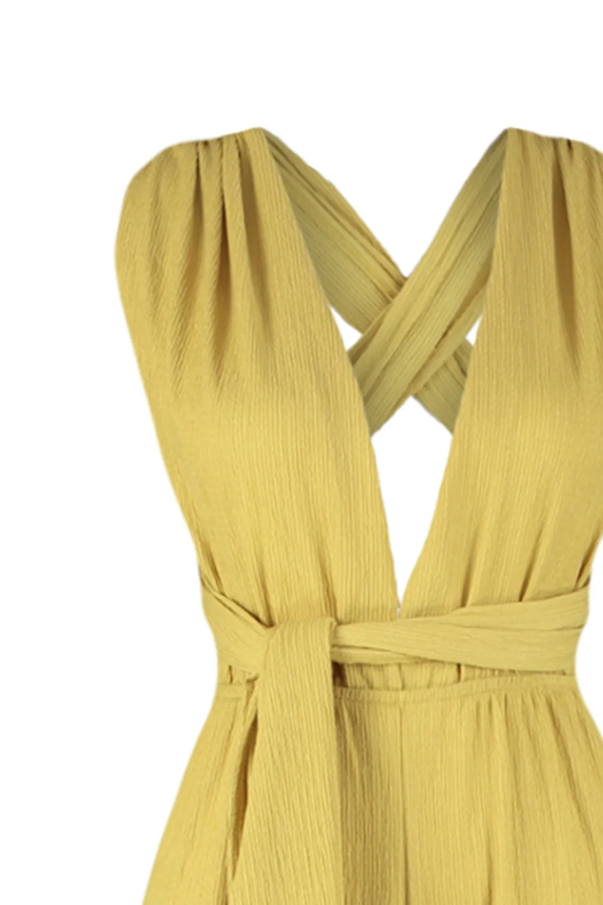 Trendyol Collection  Ölgrüner Jumpsuit mit tiefem Ausschnitt und gewebter Rückseite TBESS23TU00010