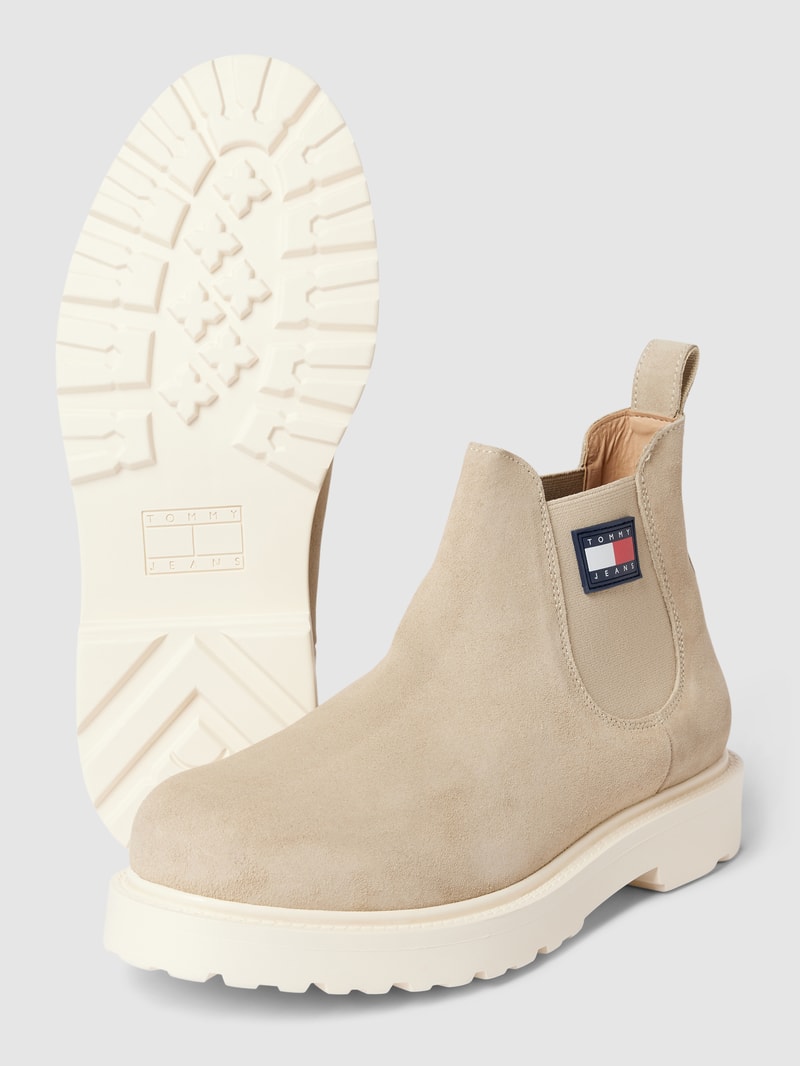 Chelsea Boots aus Leder in beige