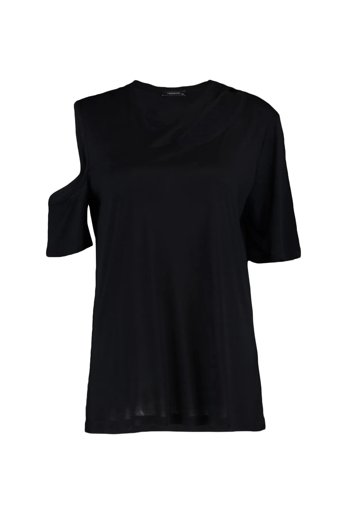 Trendyol Curve  Schwarze, detaillierte Strickbluse mit Ausschnitten TBSSS22AF0007