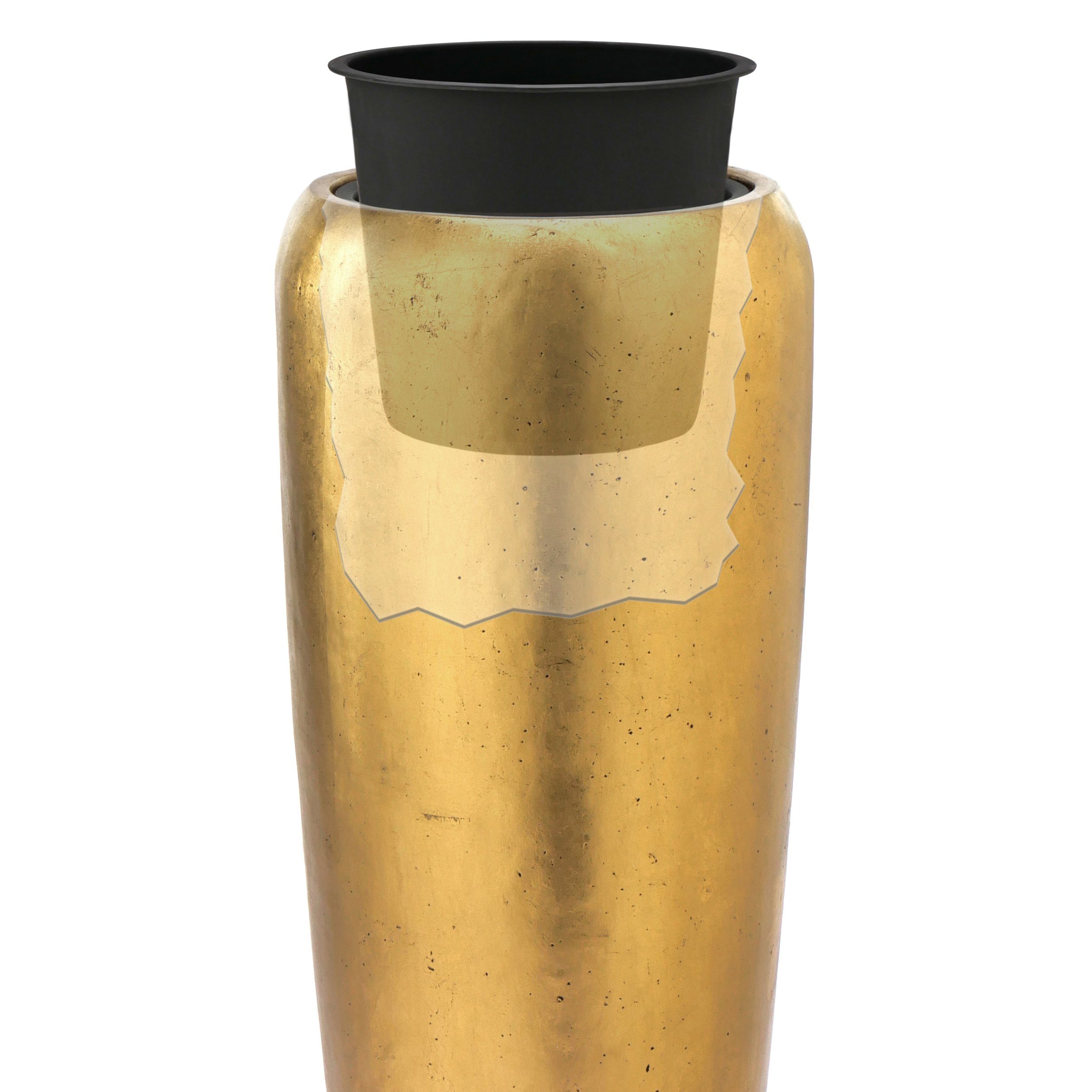 Flingora Bodenvase Cleo, mit Einsatz - Fiberglas - Indoor - Gold - Höhe 75 cm