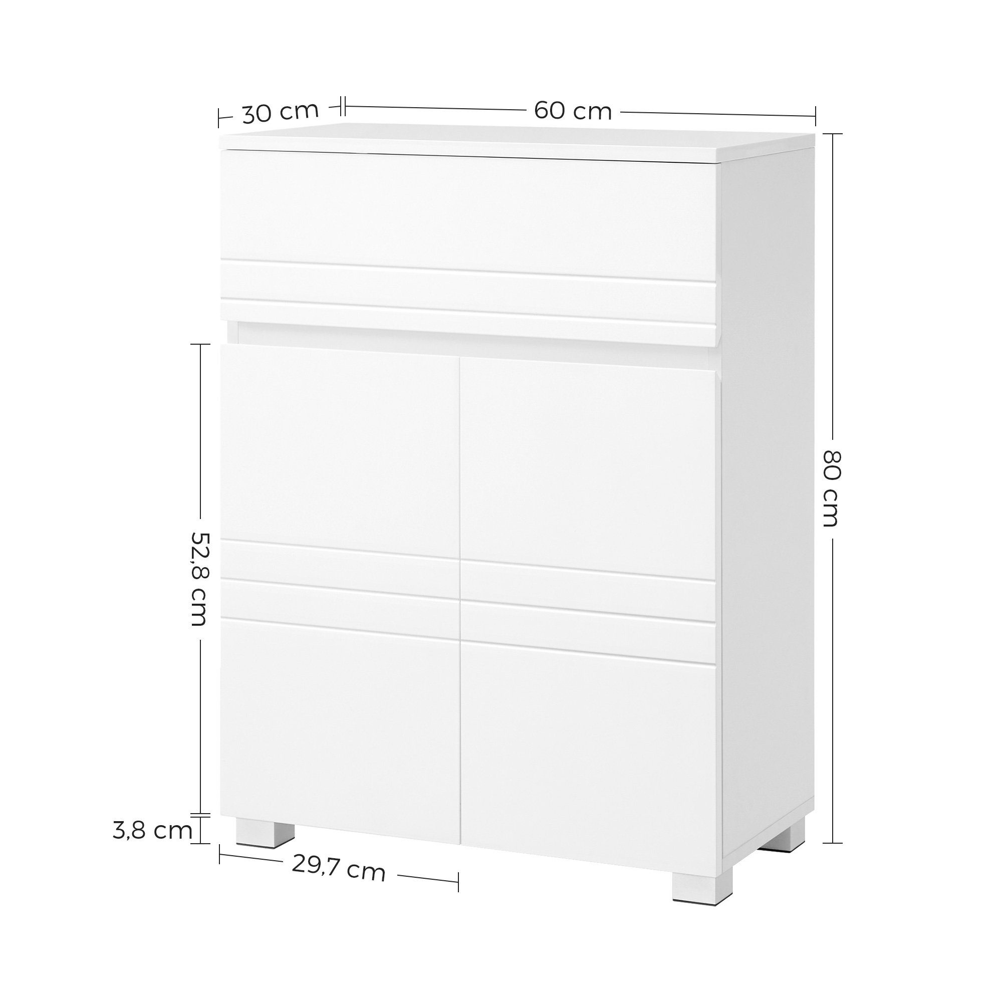 VASAGLE Badkommode Badezimmerschrank, verstellbare Regalebene, Standfüße