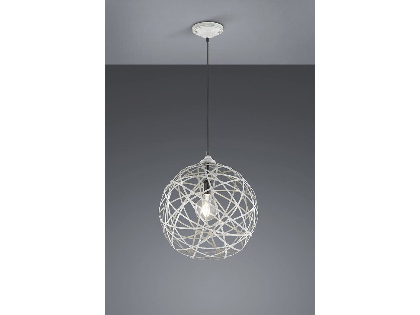 meineWunschleuchte LED Pendelleuchte, LED wechselbar, Warmweiß, ausgefallene Designer-lampen für Esstisch Treppenhaus Kugel Grau Ø40cm
