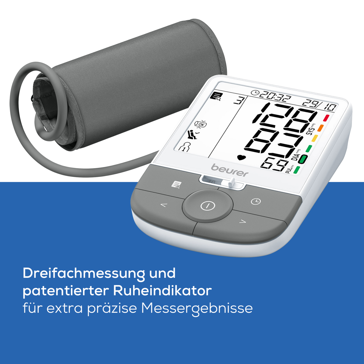 Beurer Oberarm-Blutdruckmessgerät BM 53-Vollautomatische Blutdruck- und Pulsmessung mit erweiterter Arrhythmieerkennung