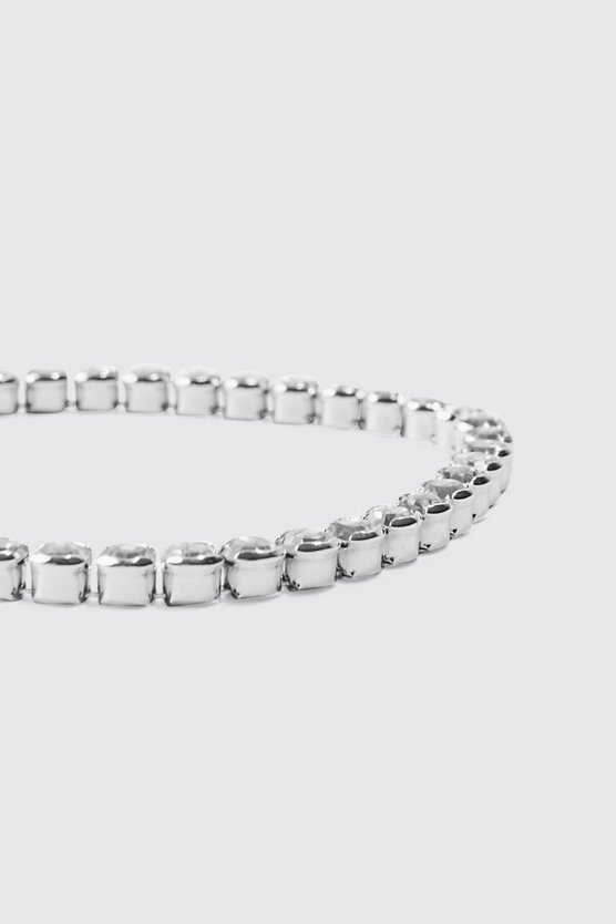Silbernes Armband mit rundem Strass-Anhänger