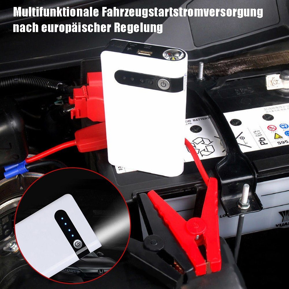 MDHAND 8000 mAh Weiß kompakt Starthilfegerät Autobatterie-Ladegerät (1-tlg., für Auto, Boot, Motorrad, Smartphones, Tablet)