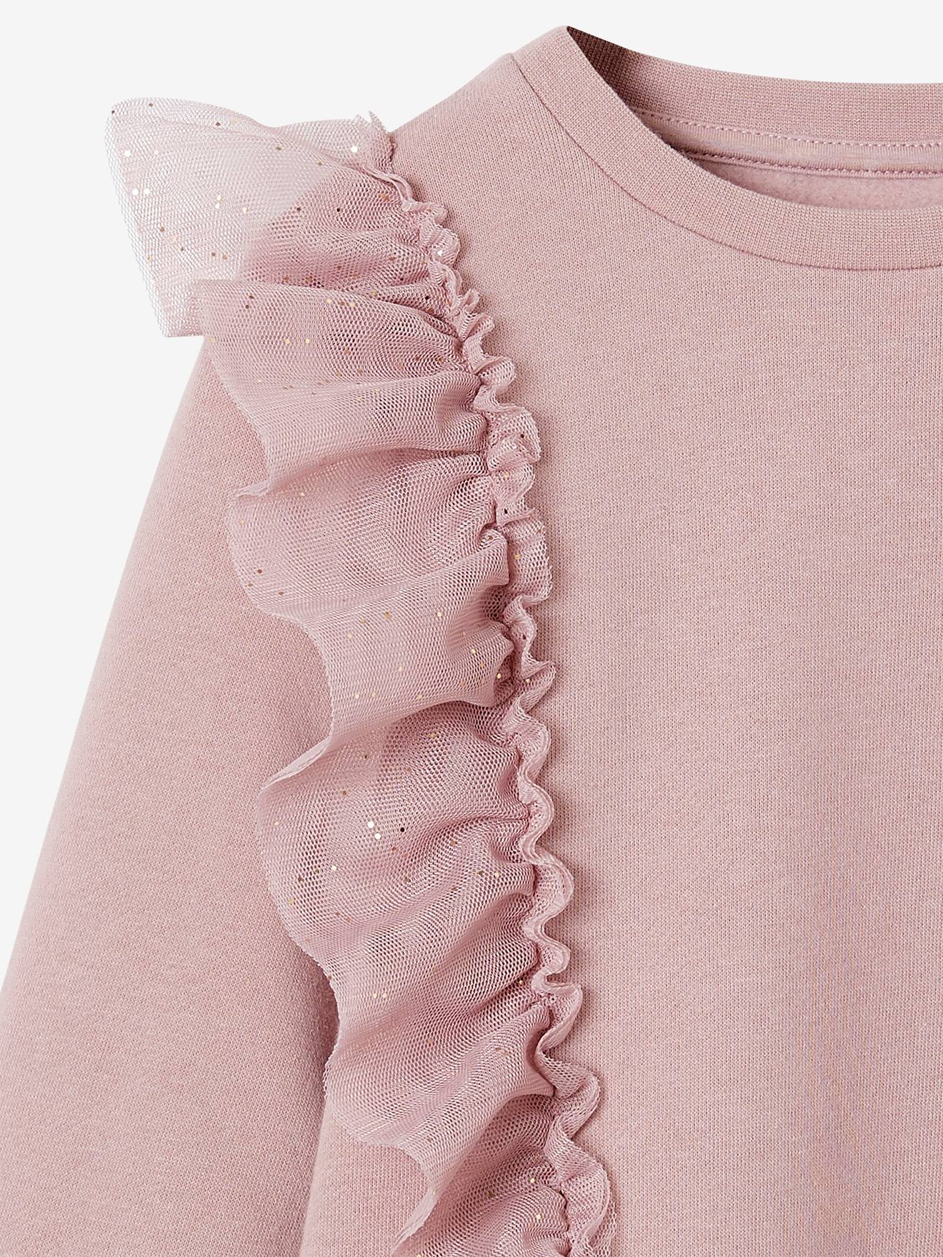 Vertbaudet Mädchen Sweatshirt mit Volants - malve
