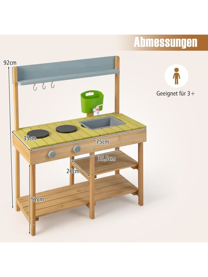 COSTWAY Matschküche Outdoor in Beige günstig kaufen 35 cm