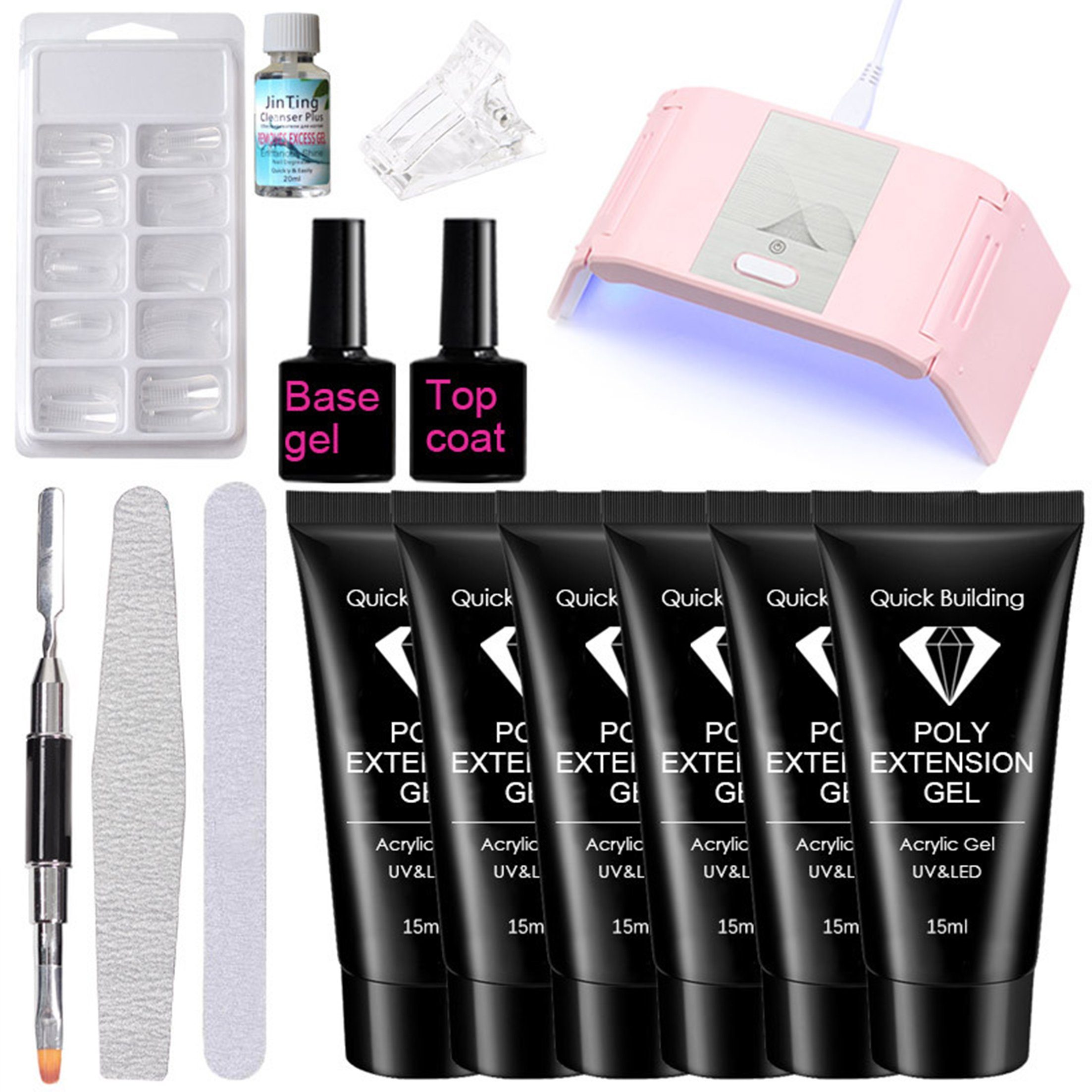 Scheiffy Gel-Nagellack Nagelverlängerung Gel,Nail Art Set,6 Farben Lampe zum Backen,15ml