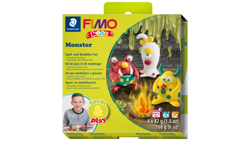 STAEDTLER Modelliermasse FIMO® Kids Materialpackung Form & Play Monster 168 g