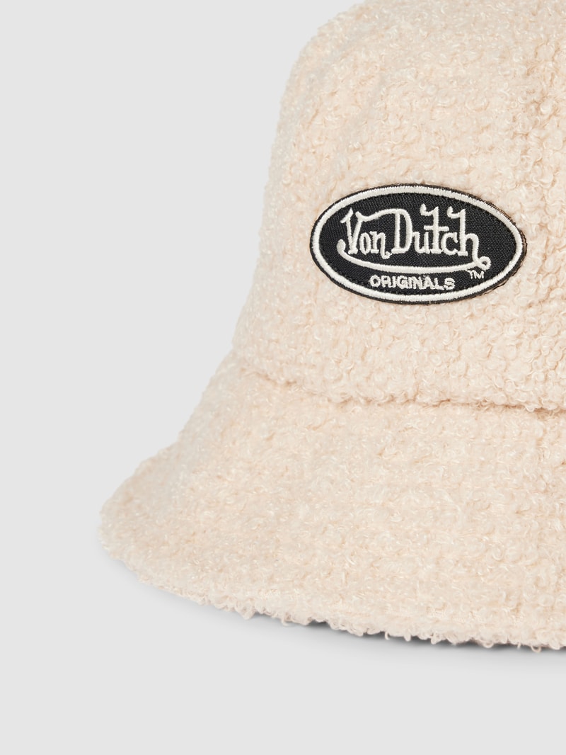 Fischerhut mit Label-Patch Modell 'BUCKET' in beige