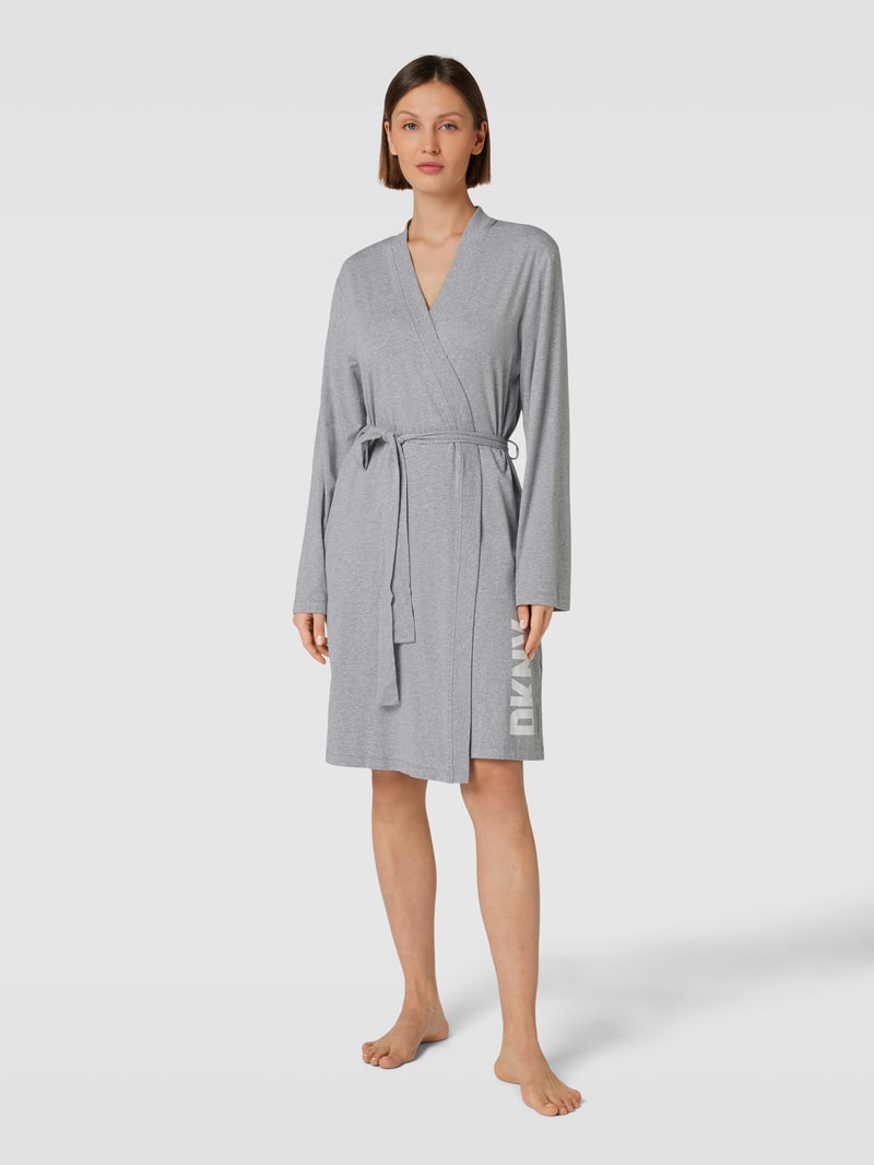 Bademantel mit Label-Print in mittelgrau