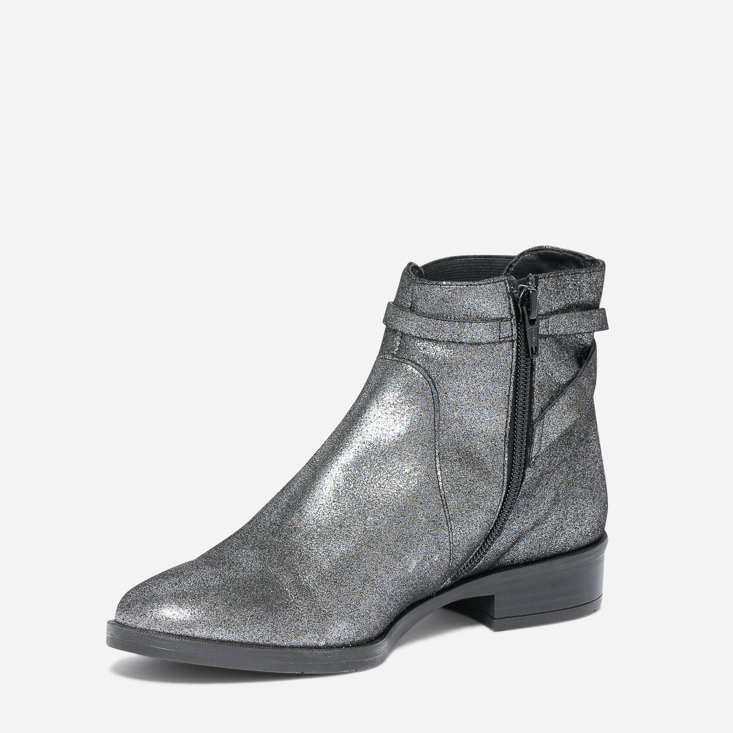 Boots ERAM FLEX gris métallisé en cuir à bride