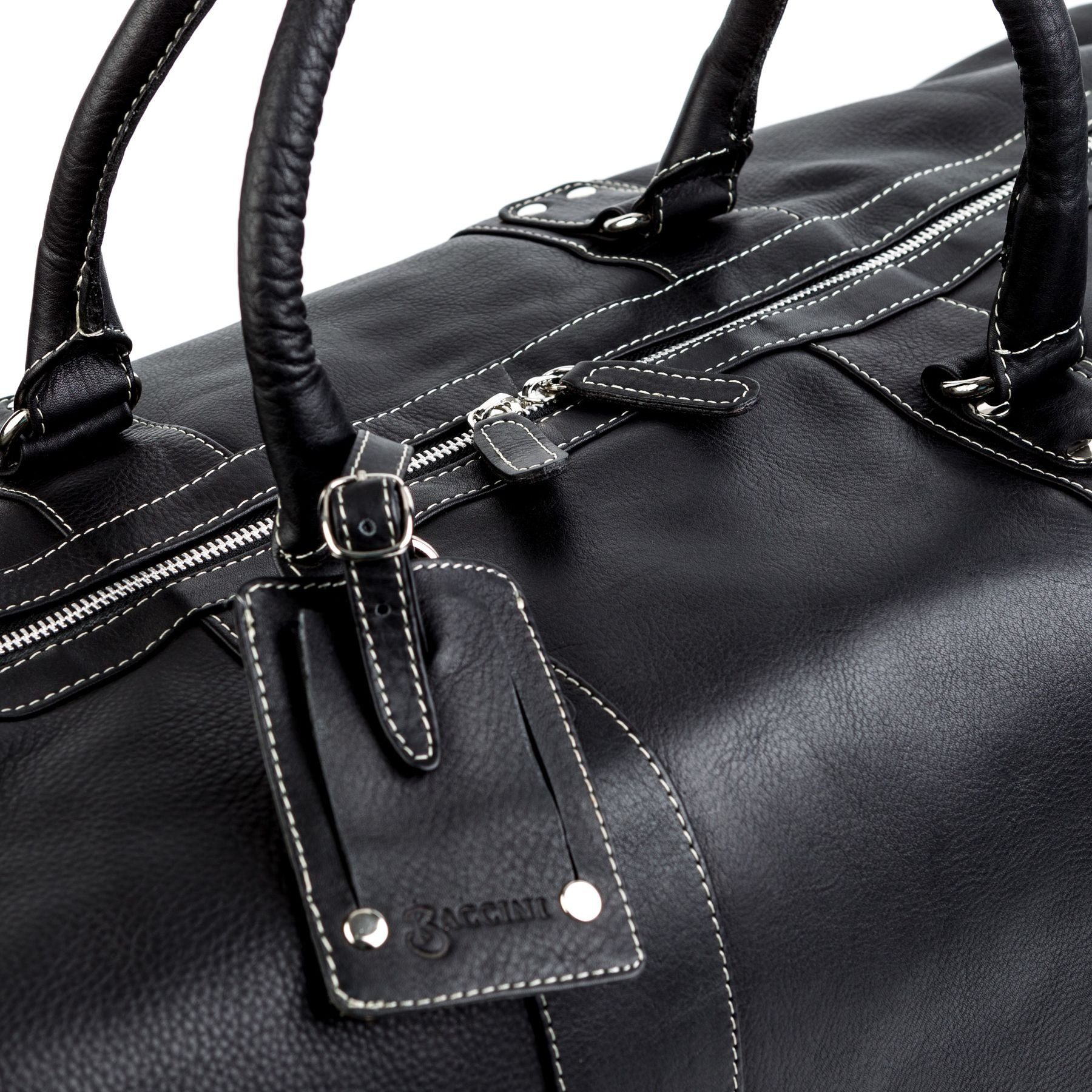 BACCINI Reisetasche Leder Weekender Unisex TOBY, Echtleder Reisegepäck für Damen & Herren, Sporttasche XL schwarz