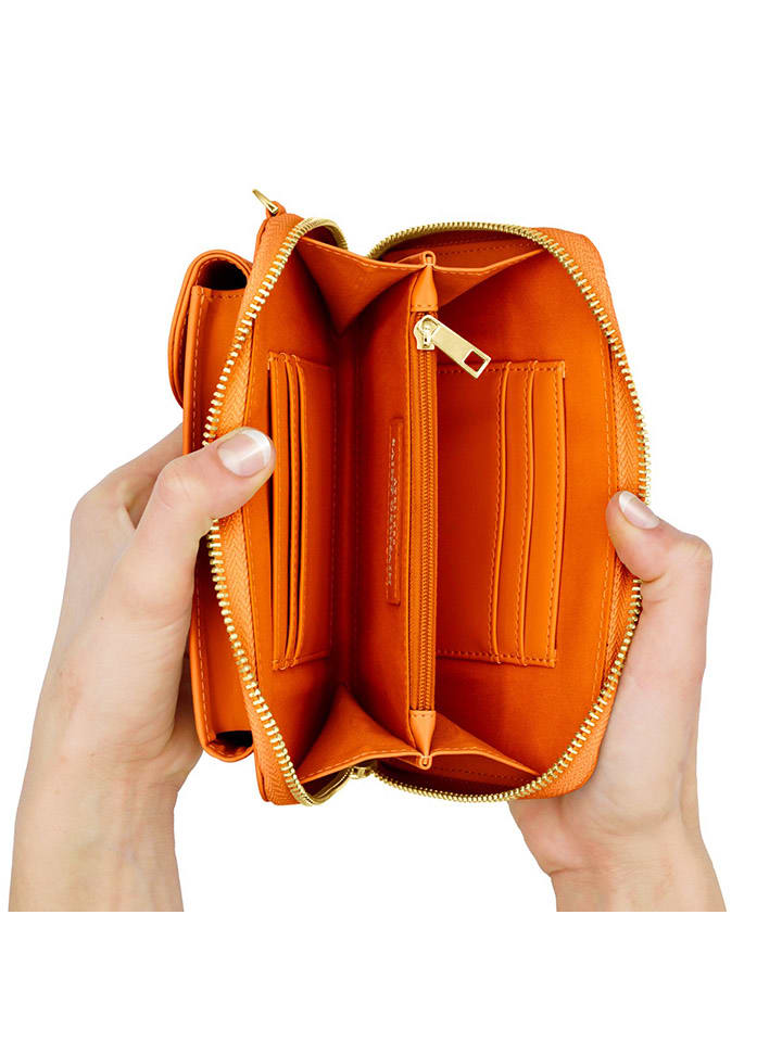 ATELIERS SAINT GERMAIN Leder-Handytasche in Orange - (B)15 x (H)8 x (T)2 cm günstig kaufen onesize