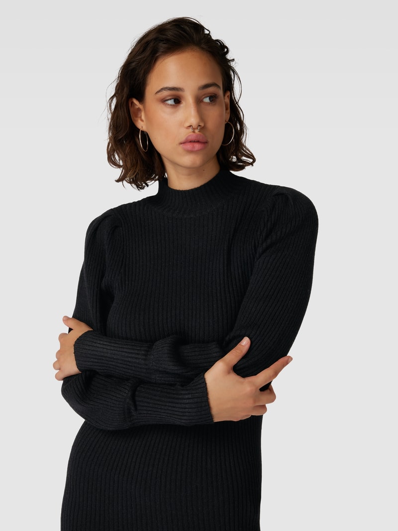 Strickkleid mit Stehkragen Modell 'KATIA' in schwarz