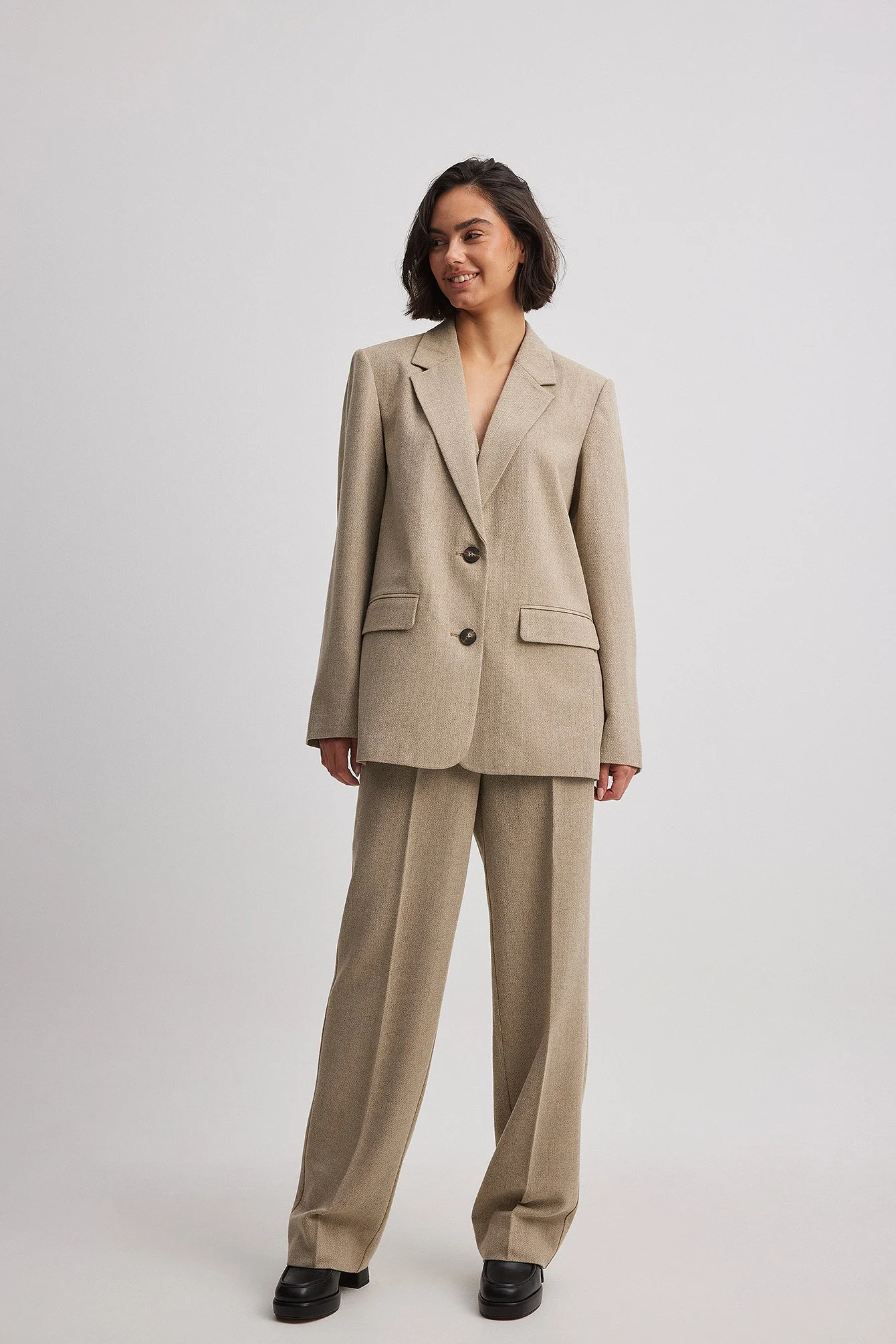 Blazer aus Wollmischung mit Fischgrätmuster