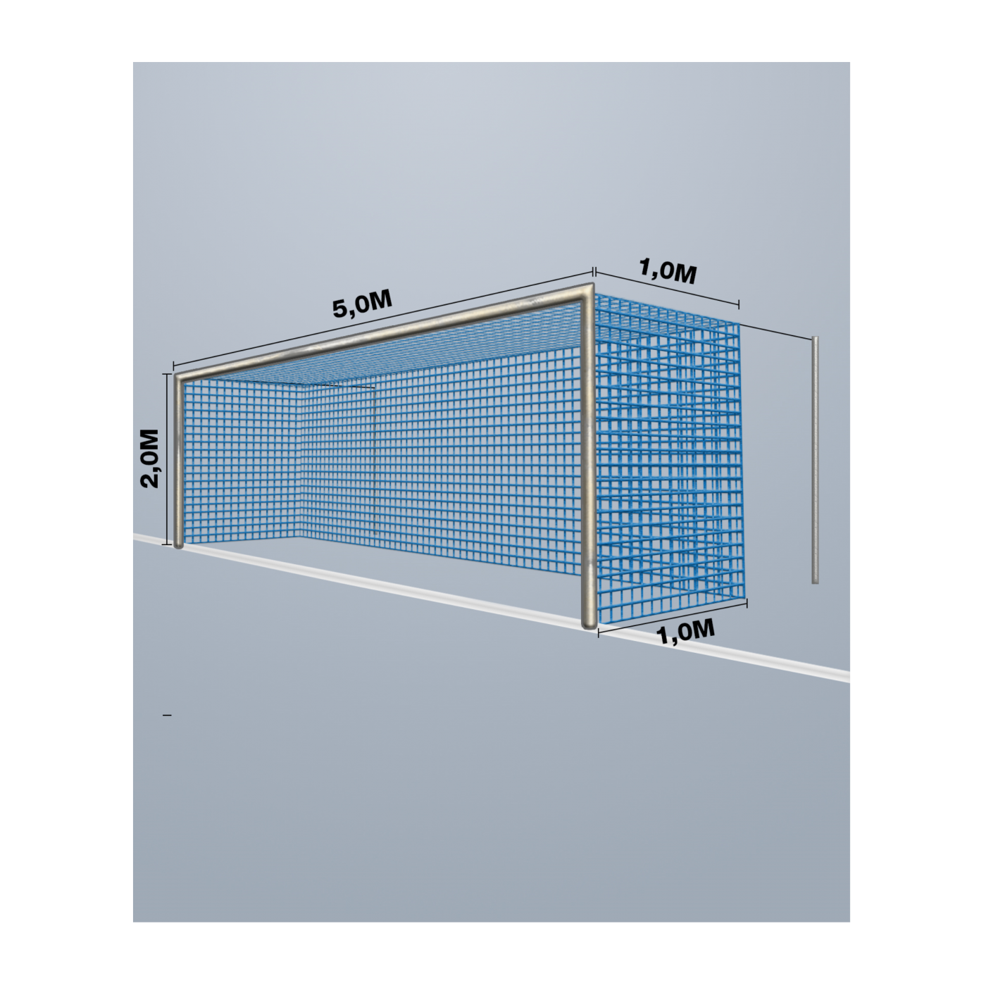 Cawila Tornetz 5,15x2,05m | Tiefe 1,0x1,0m | Maschenweite 12cm | Stärke 4mm | blau