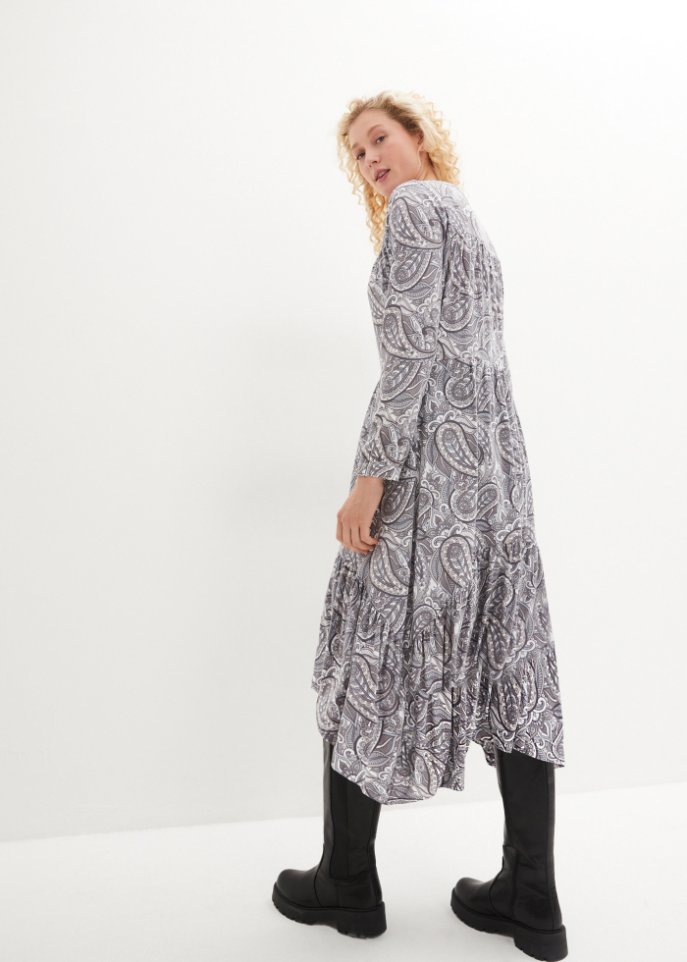 Midi Shirtkleid aus Baumwoll- Viskose Mischung, mit Zipfelsaum