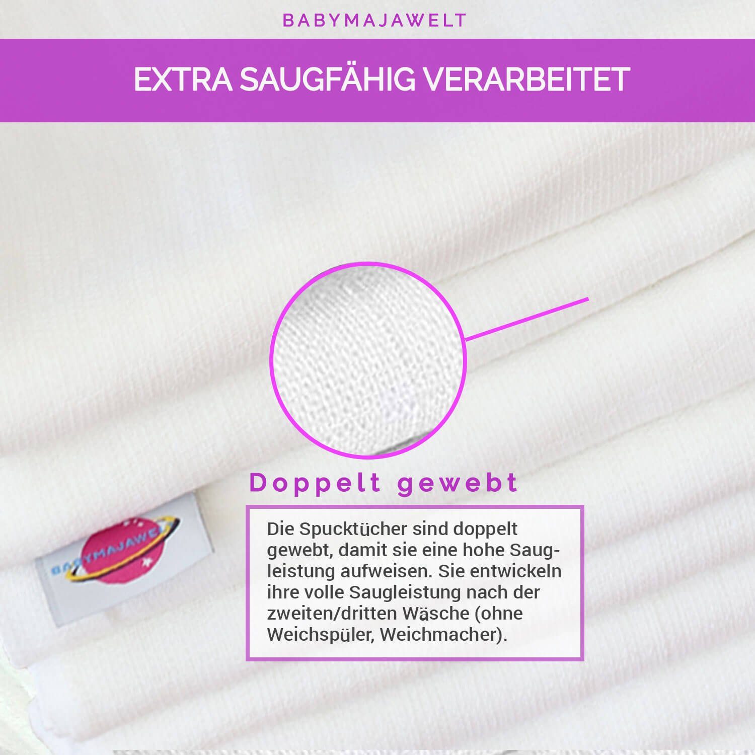 Babymajawelt Stoffwindeln Mullwindeln 60x80 Spucktücher weich und weiß, Baby Mulltücher (Set, 10-St., Mulltücher Dicke 115g/m²- Crinkel Optik nach dem Waschen), Made in EU, Hautfreundlich, Saugfähig, Weich, Reine Baumwolle