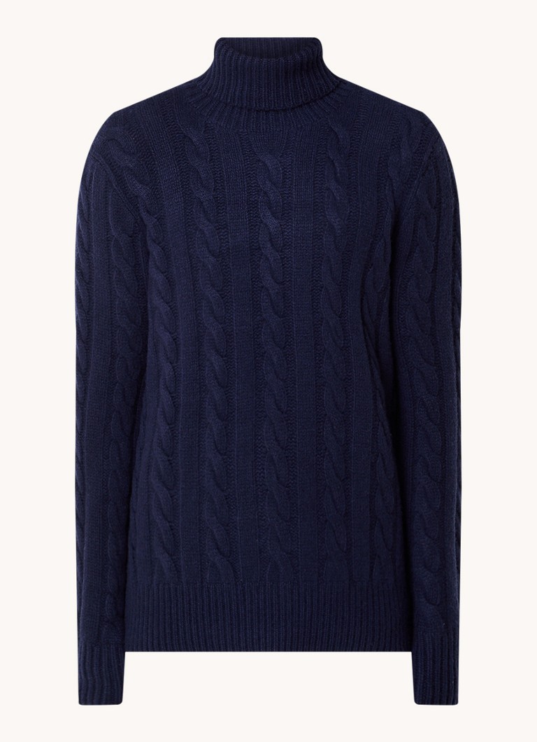 Ralph Lauren  Kabelgebreide coltrui in kasjmierblend