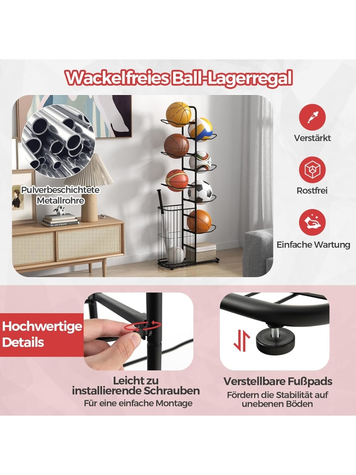 COSTWAY Ball Lagerregal 7-stufig in Schwarz günstig kaufen onesize